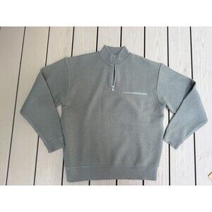 Orvis Sweater Mens L Green 100% Wool Quarter Zip 1/4 Sweater Soft Preppy
